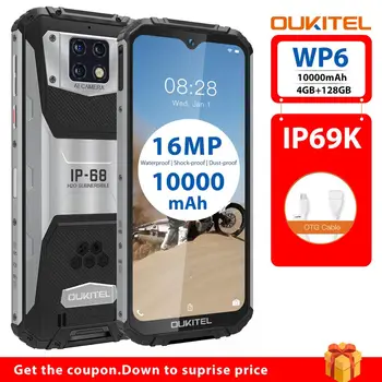 Original OUKITEL WP6 IP68 rezistent la apa 10000mAh Helio P70 Telefon Mobil 4GB 128GB Octa Core de 16MP Triplă Camere 6.3