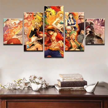 Pânză de Perete Postere de Arta Decor Acasă HD Printuri de Imagini 5 Bucati ONE PIECE Anime Caractere Tablou Living Modular Cadru