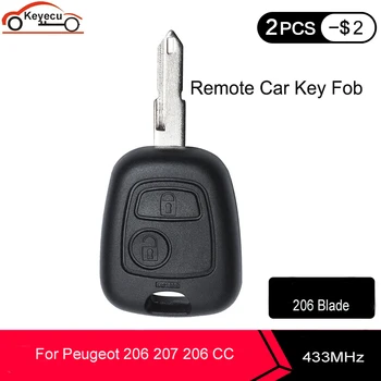 KEYECU Înlocuire Cheie de la Distanță Buton 2 433MHz PCF7961 Cip Electronic interior pentru Peugeot 206 207 206 CC, 206 Lama