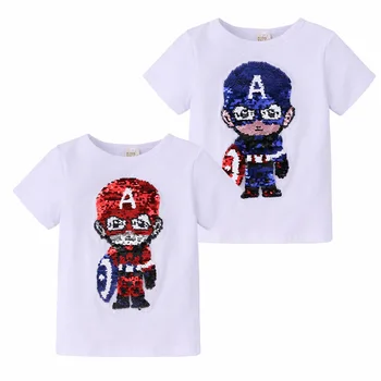 Vara Baieti tricouri Culoare Schimbare Captain America Tricou de Comutare Paiete Tricou Copii Topuri Haine