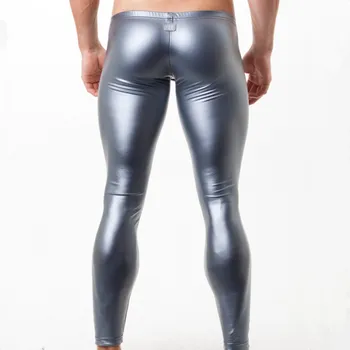 Moda barbati sexy din piele de argint de aur negru, club de noapte pantaloni skinny barbati subțire jambiere de compresie pantaloni fitness pantaloni pentru om