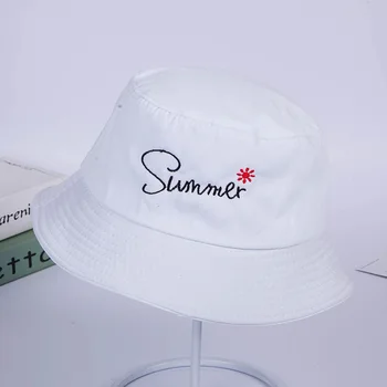 Unisex Vara Găleată Pălării Femei De Protecție Solară Pălării De Soare Barbati Broderie Scrisoare De Pălării Pălării De Culoare Pură Drăguț Plaja Capace En-Gros