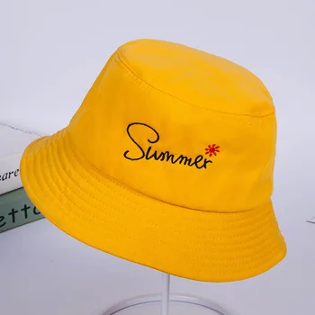 Unisex Vara Găleată Pălării Femei De Protecție Solară Pălării De Soare Barbati Broderie Scrisoare De Pălării Pălării De Culoare Pură Drăguț Plaja Capace En-Gros