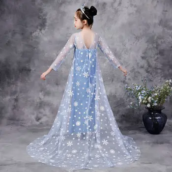 Copiii Rochii de Printesa pentru Fete de Craciun Dress Up Costum Congelate de Anul Nou Elegant Nou Copii Nașterii Rochie de Petrecere cu Coada