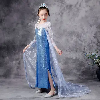 Copiii Rochii de Printesa pentru Fete de Craciun Dress Up Costum Congelate de Anul Nou Elegant Nou Copii Nașterii Rochie de Petrecere cu Coada