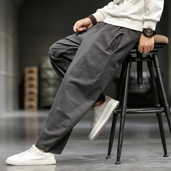 M-5XL Men ' s Bumbac Pantaloni Largi Picior de Toamnă Liber Casual de Fitness Pantaloni Drepte Streetwear Harem Plus Dimensiune Bărbați Îmbrăcăminte XXXXXL