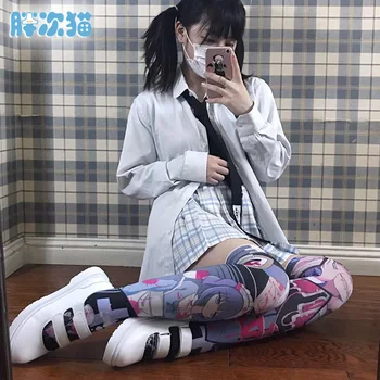 Întuneric serie Anime Șapte păcate de moarte-gelos Grafic de Imprimare Overknee Ciorapi Femei Lolita Catifea Lung de Stocare de Mare Fete