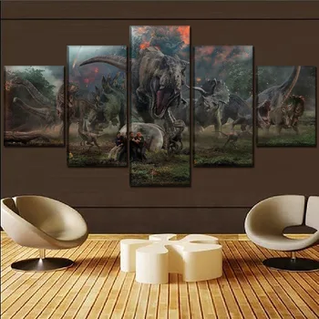 Decor acasă Cadru Panza Pictura HD Printuri 5 Piese Dinozaur Film Arta de Perete Modular Pentru Camera de zi Imagini opera de Arta Poster