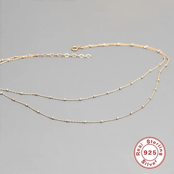 AIDE Aur de 18K Colier Pentru Femei de Lux 925 Sterling Silver Moda All-meci Simplu Lanț de Șirag de mărgele Colier Strat Bijoux Femme