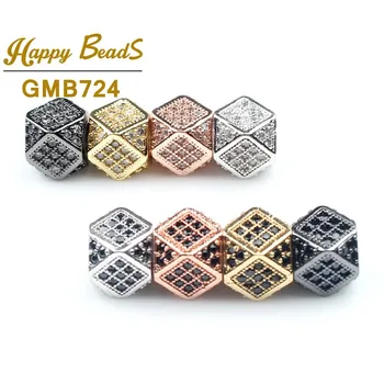 3pcs/lot de Moda Poligon CZ Margele de Metal Alamă Micro Pave Cristal Zircon Spațiu Margele pentru Bijuterii DIY Brățară de Luare de 7x7 mm