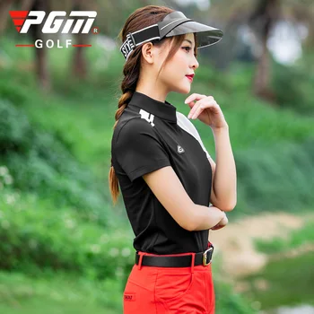 PGM Vara Doamnelor Formare Maneci Scurte T Shirt Îmbrăcăminte de Golf Femeile Poartă Haine Sport de iute Uscat Tesatura cu Fermoar Guler Stand S~XL