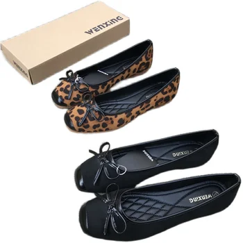 Ghepard Imprimare Pantofi Femei Leopard Turma Balerini Papion Balerine Slip On Mocasini Doamnelor Mocasini Confortabile Pantofi De Sex Feminin