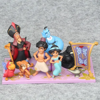 Disney 8pcs/set de 2-10cm Aladdin Pvc Cifrele de Acțiune de Desene animate Drăguț Papusa Printesa Jasmine Genie Jafar Modele de Jucarii Cadou Pentru Copii