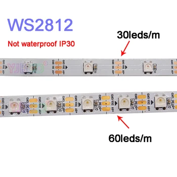 5m/lot WS2812B Smart led pixel benzi;DC5V 30/60 pixeli/led-uri/m;WS2812 IC;WS2812B/M,IP30/IP65/IP67,Negru/Alb PCB