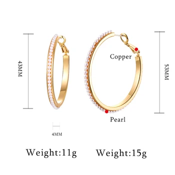 MAIKALE Nou de Lux de Aur Hoop Cercei Tot Pearl Două Dimensiuni Cerc Cercei pentru Femei Bijuterii Moda Accesorii Cadouri Brincos
