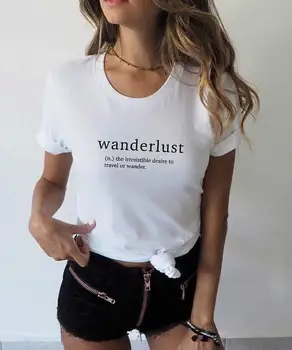 OKOUFEN unisex moda estetice teuri scrisoarea imprimate din bumbac tricou femei topuri tee îmbrăcăminte Wanderlust tricou tricouri crewneck
