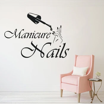Manichiura Unghii Logo-ul de Vinil Perete Decal Nail Art Decor Pentru Salon de Frumusete Cuie Studio Magazin de Îndepărtat de Vinil Autocolant Fereastra AZ129