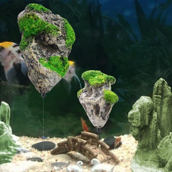 Plutitoare Rock Suspendat Simulare Piatra Artificiala Decor Acvariu Rezervor De Pește Decor Verde Plutitoare Ponce Accesorii Pentru Animale De Companie