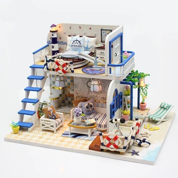 Cutebee DIY Casa in Miniatura, cu Mobilier Muzica a CONDUS Capac de Praf Model Blocuri Jucarii pentru Copii Casa De Boneca M032