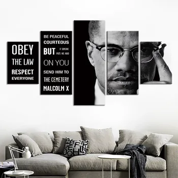 Panza Poze Arta De Perete Poster Cadru 5 Piesa Malcolm X Tablouri Decor Acasă