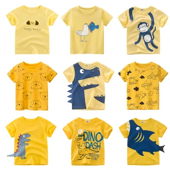 Copii T-shirt Copii Băieți Fete Animal Print Dinozaur Tricou copii Topuri tricouri Copii Desene animate Galben t-shirt Haine 2-7 Ani