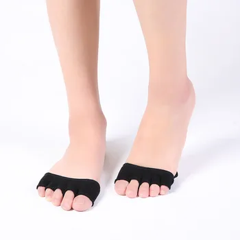 Femei Bumbac Burete silikon Silicon meias Anti-alunecare Captuseala Heelless Linie Invizibilă picior din Față Pernă Tampon Picior Tocuri Ciorapi