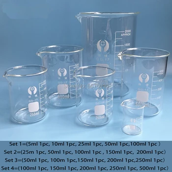 De înaltă calitate 1set de Laborator din Sticlă Borosilicată pahar de toate dimensiunile chimice Echipamente pentru Toate dimensiunile de Yena Pahar Ceașcă de Măsurare