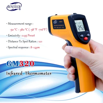 Digital gm320 Infraroșu Termometru non contact cu infrarosu termometru temperatura Pirometru IR Punctul Laser Arma -50~380 grade