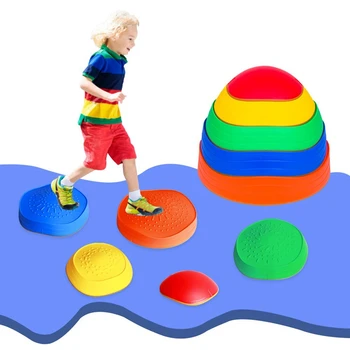 5 BUC Rainbow Trecere Râu Pietre de Temelie Copii Portabile care pot fi Stivuite Val Blocuri pentru Echilibru Coordonare Jucarii