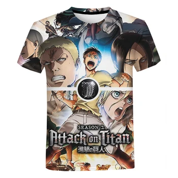 Anime tricouri Imprimate 3D Atac Pe Titan Filme Tricou Streetwear Bărbați Femei de Moda T-shirt Harajuku Mikasa Eren T-Shirt