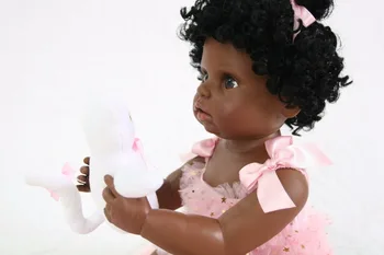Handmade piele Negru complet Silicon Realiste Copilul copil Bonecas fata de copil bebe papusa reborn menina de silicon 50cm jucarii