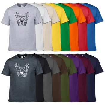 Geometrice Poligon Cap de Câine T-shirt Bulldog francez de Companie Tricouri linie Simplă artă Tricou Minimalism Calitate de Top Mens Scurt Tees