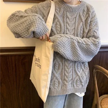 Toamna Răsucite Pulover Femei Facultate De Epocă Simplu Îmbrăcăminte Exterioară Pentru Femei Mujer Invierno-Coreean La Modă Solid Gros Femme Tricotaje