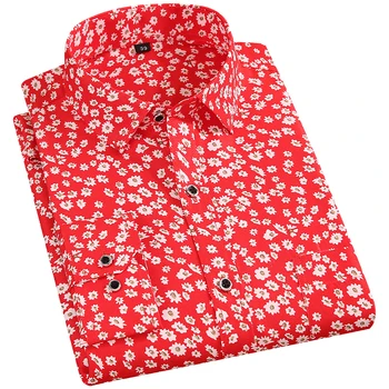 Bărbați Florale Imprimare Tricouri cu Maneca Lunga Moda Floare de Imprimare Tricouri Casual Poliester Moale Confortabil Bărbați Cămașă Rochie