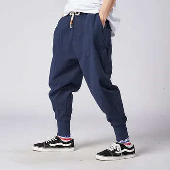 2020 nou pantaloni barbati stil Japonez lenjerie de bumbac și pantaloni casual barbati rularea pantaloni stil Chinezesc pantaloni largi