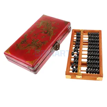 11 Coloana de Epocă Șirag de mărgele de Lemn Aritmetică Abac Calcularea Instrument cu Cutie Cadou de Colectie