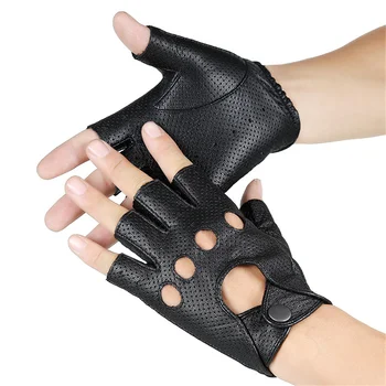 Respirabil Gol Bărbați Și Femei Din Piele Mănuși Încheietura Jumătate Degetul Mănuși De Solid Neutru Adult Degete Y-10-5