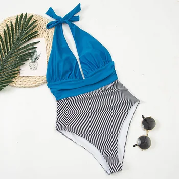 2021 Nou Sexy Solid-O singură Bucată de costume de Baie Femei Costume de baie Femei cu Push-Up Costum de Baie Căpăstru fara Spate Beachwear V-gât Adânc Monokini