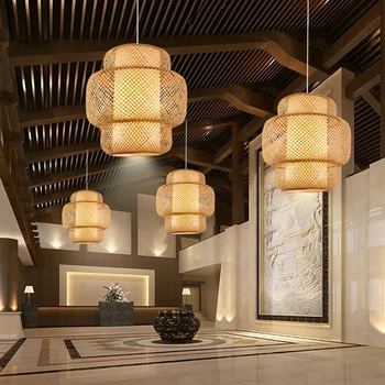 Pandantiv Modern Lumina Ratan, Bambus, Lemn Lampa E27 Simplitate Camera de zi Sala de Mese Decor Acasă Cafe Restaurant de Epocă Atârnă lampa