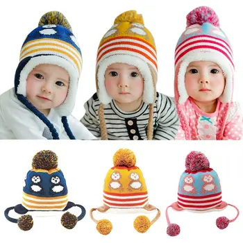 Iarna Tricotate Pălărie Cald Baby Hat Toddler Fete Baieti Turbna Desene Animate Pentru Sugari Iarna Knit Beanie Pălărie Croșetat Șapcă