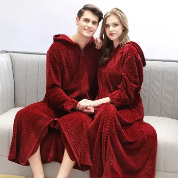 2020 Femei Toamna Iarna Flanel Halat de baie Solid cu Fermoar Gluga Pijamale Femei Glezna Lungime Vrac se Ingroase cămașă de noapte Lady