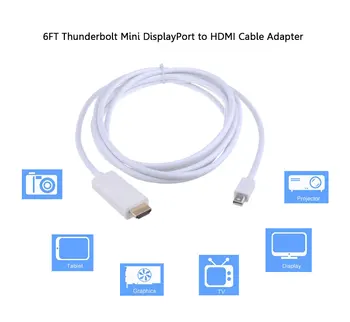 1,8 M 6Ft Thunderbolt Mini Displayport displayport, MINI DP la HDMI de sex Masculin Adaptor Convertor cablu Pentru Apple Mac pentru Air Pro