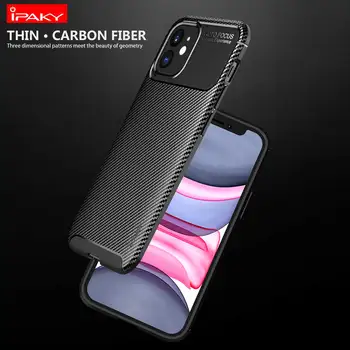 IPAKY pentru iPhone 12 de Caz pentru iPhone 12 Mini 11 Caz Piele din Fibra de Carbon Hibrid Silicon Acoperire Moale pentru iPhone 11 12 Pro MAX Cazul