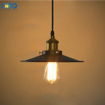 Epocă Pandantiv Lampă cu Abajur Negru Edison E27 Lampă de Bază Sala de Mese/Bar Vounter/Cafenea de Interior, Corpuri de iluminat cu LED-uri Lumini Pandantiv