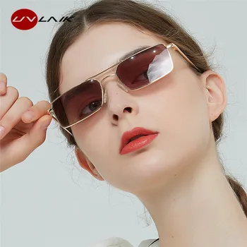 UVLAIK Pătrat ochelari de Soare Femei Retro Barbati de Brand Designer de ochelari de Soare Vintage Gradient Oglindă Cadru Metalic Ochelari
