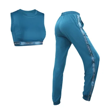 Femei Yoga Sport Costum Elastic Pantaloni Largi Vesta Rezervor De Yoga Crop Top Jachete De Funcționare Jogger Exercițiu De Antrenament De Fitness Tinuta Set