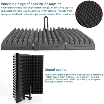 Pliabil Reglabil Studio De Înregistrare Microfon Izolator Panou De Aluminiu Cu Izolare Acustică Microfon Scut