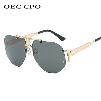 OEC CPO Lux fără ramă de ochelari de Soare Femei Bărbați Nuante Transparente Ochelari de Soare de sex Feminin Cadru Metalic de Culoare Neagra Grandient Oculos O53