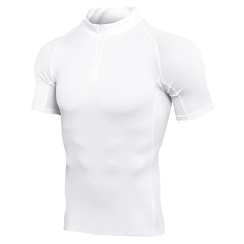 LOGO-ul personalizat Stand Guler iute Uscat Running T Shirt pentru Bărbați Respirabil Întinde Jumătate Fermoar de Sus Teuri Mozaic de Fitness, Sală Sport