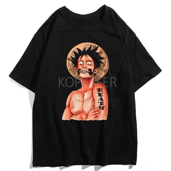 Anime One Piece Luffy Sanji Zoro Tony Chopper de Vară pentru Bărbați T-shirt Harajuku Amuzant Topuri Ullzang Desene animate 90 Streetwear Sus Tees
